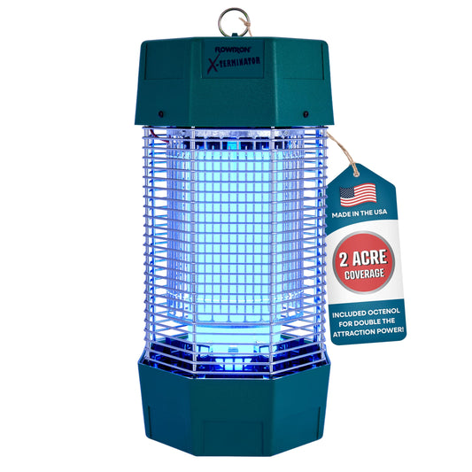 Flowtron Electric Bug Zapper 2 Acres Outdoor Insect Control with Dual Lure Method, 120W UV Light & Octenol Attractant for Fly & Mosquito, 5600V Kill Grid, Made in USA