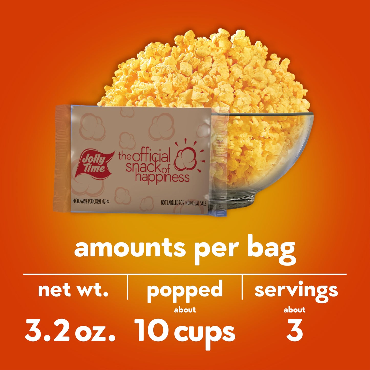 Jolly Time The Big Cheez, Cheddar Cheese Microwave Popcorn, 3.2oz Sharing Bag, 3 Bags Per Carton (The Big Cheez, 3.2 Ounce (Carton of 3))
