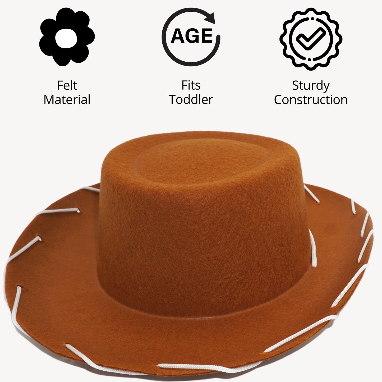 4E's Novelty Child Brown Cowboy Hat for Toddlers & Kids Felt - Kid Cowboy Costume Hat for Boys & Girls Ages 3 4 5 Year Old Halloween Costume