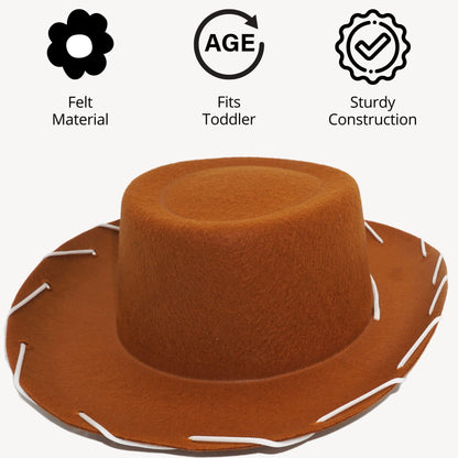 4E's Novelty Child Brown Cowboy Hat for Toddlers & Kids Felt - Kid Cowboy Costume Hat for Boys & Girls Ages 3 4 5 Year Old Halloween Costume