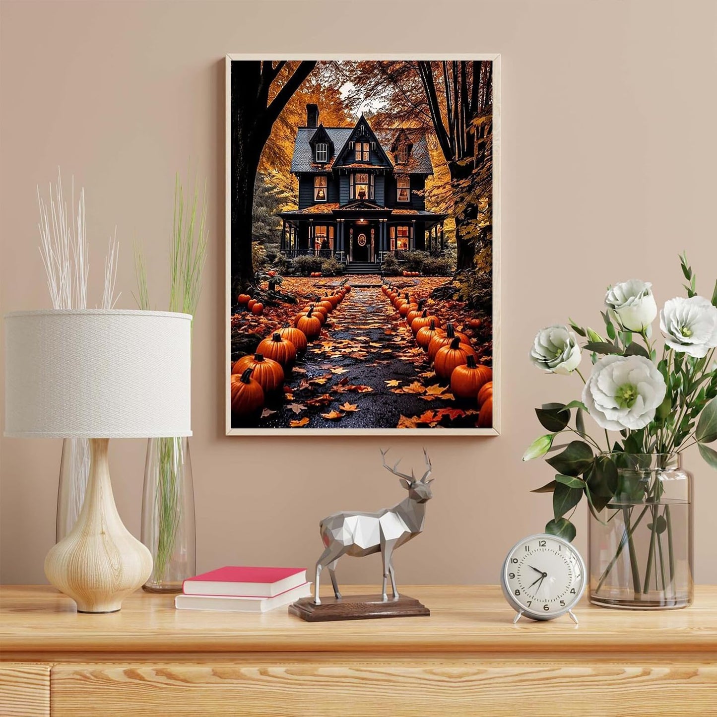 Landscape Paint by Number for Adults-Paint by Numbers for Adults Halloween, House Painting by Numbers for Gift Home Wall Decor (Halloween, 16x20 inch)