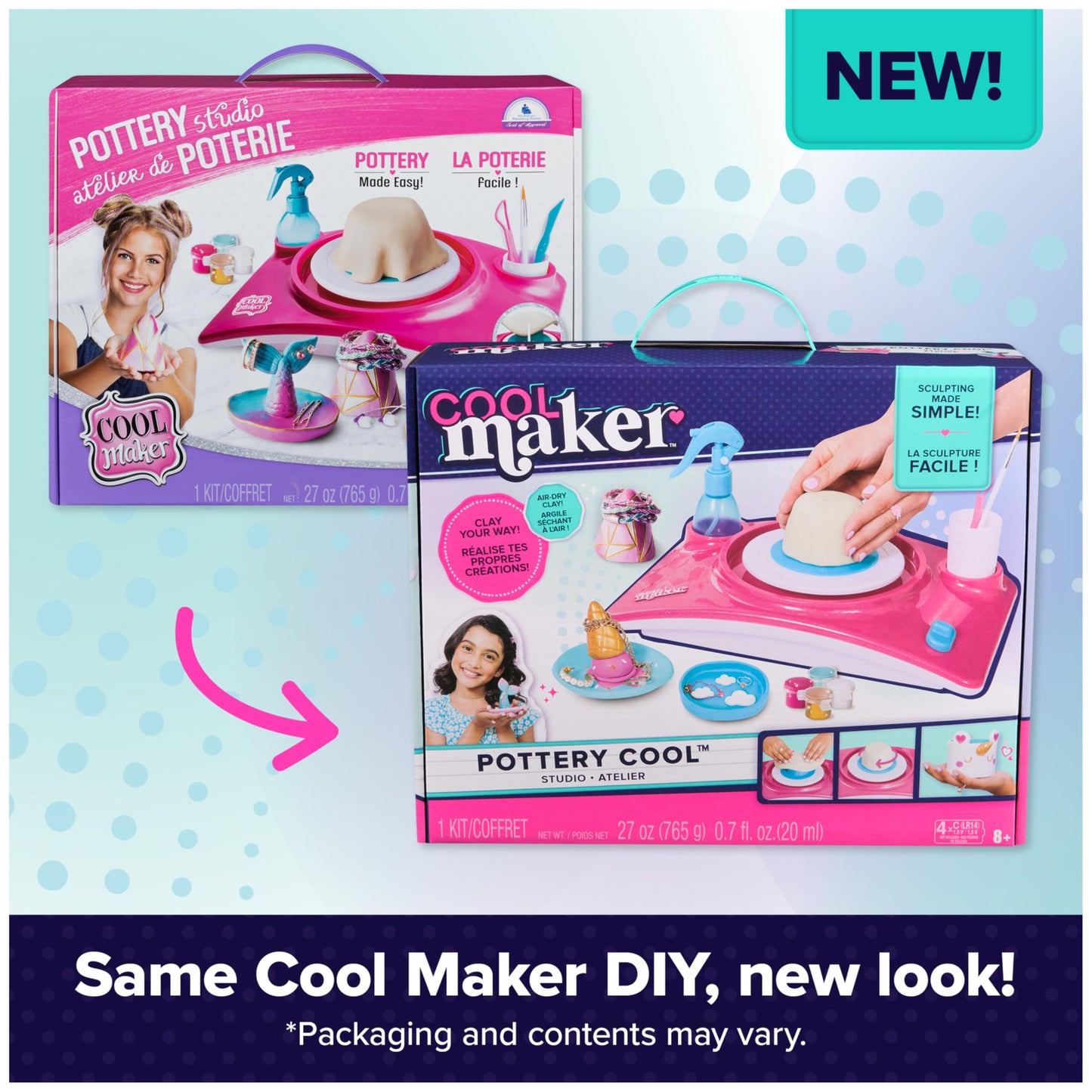 Cool Maker, Pottery Studio, Air-Dry Clay Pottery Wheel Sculpting & Craft Kit, Arts and Crafts Kids Toys for Ages 8 and up (Packaging May Vary)