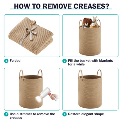 Jute Rope Laundry Hamper Basket by YOUDENOVA, 58L Tall Laundry Basket, Baby Nursery Hamper for Blanket Storage for Bedroom-Large-Jute