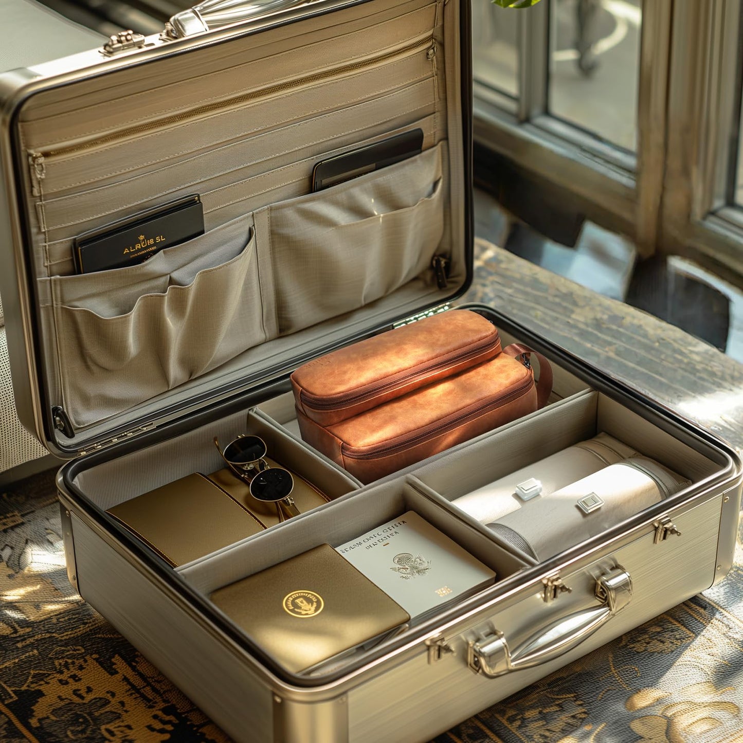 Estour Toiletry Bag for Men, Travel Toiletry Bag Travel Essentials, Dopp Kit Water-resistant Shaving Bag, Bathroom Bag Toiletries Organizer, Brown(PU Leather)