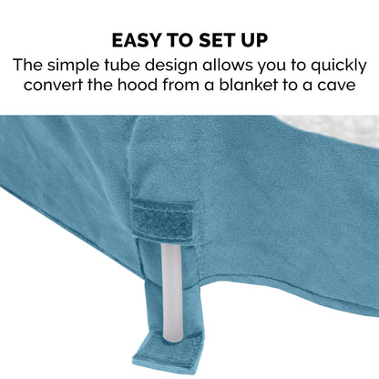 FurHaven Pet Dog Bed | Cooling Gel Memory Foam Orthopedic Round Faux Sheepskin Snuggery Pet Bed for Dogs & Cats, Blue, 26-Inch