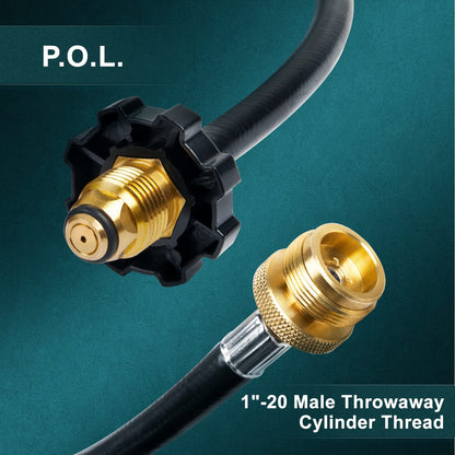 GASPRO 18-Foot Propane Hose Adapter, Compatible with Mr. Heater Buddy Heater, Portable Grill, and More, Connects to 5-100lb Tank