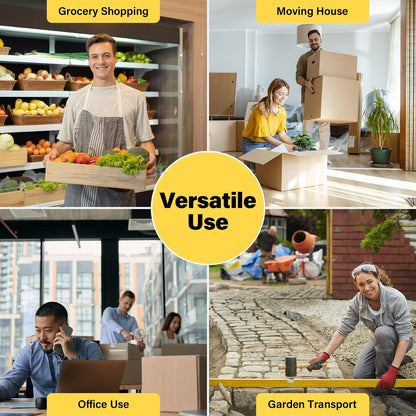 Folding Hand Truck, Dolly Cart with 6 Wheels (2 with Brake) & 2 Elastic Straps, 500 LB Heavy-Duty Trolly Cart for Moving, Luggage, Car Seat, Garden Plant, Camping,26" Max Extendable Plate,Black