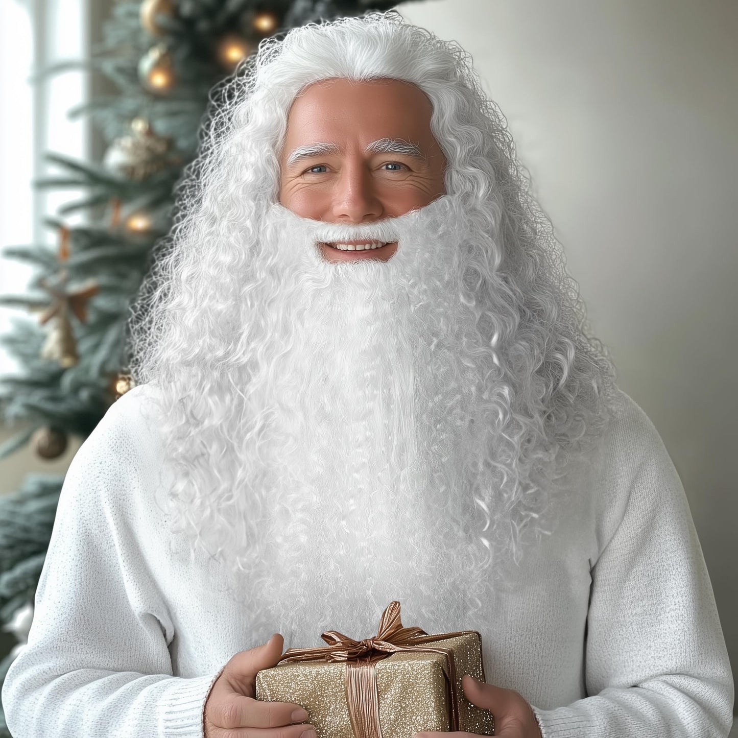 HOMELEX White Wizard Beard And Wig - Halloween Funny Father Time Costume Accessory for Adults