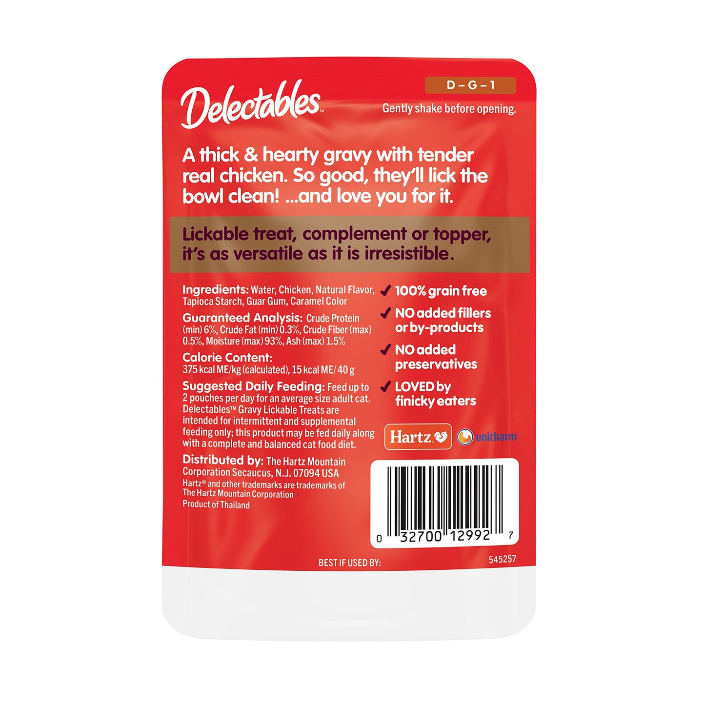 Hartz Delectables Gravy Non-Seafood Lickable Wet Cat Treat & Food Topper, Chicken, 12 Pack, 1.40 Ounce (Pack of 12)