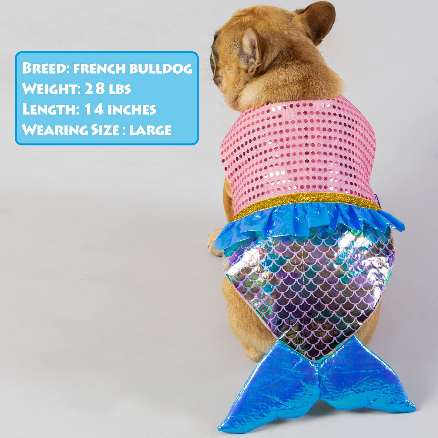 cyeollo Dog Costumes for Large Dogs Sparkly Mermaid Cosplay Clothes Pet Costme Birthday Party Outfit Dog Halloween Costumes Size XL