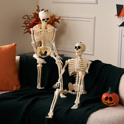 JOYIN 2PCS 36" Halloween Skeleton Decor, 3FT Full Body Stayable Movable Joints, Posable Hanging Skeletons for Halloween Decoration, Yard, Graveyard, Haunted House Props, Spooky Scene Party Favor