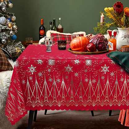 LUSHVIDA Christmas Rectangle Tablecloth – Washable Water Resistance Holiday Microfiber Table Cloth Decorative Table Cover for Banquet Party Kitchen Dining Room, 60 x 84 Inch
