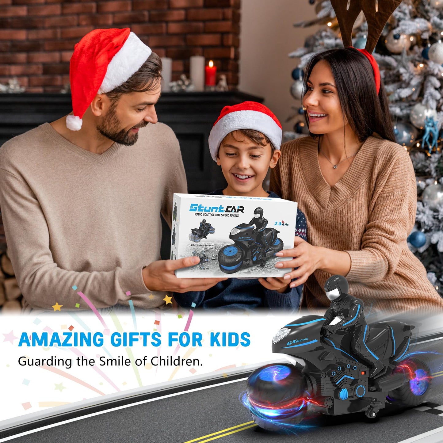 iappadore RC Motorcycle, Remote Control Motorcycle with RGB Wheels Lights - 360-degree Rotations, Drifts, High-Speed, RC Car Dirt Bike Toy for Boys 4-7 8-12 Years Kids