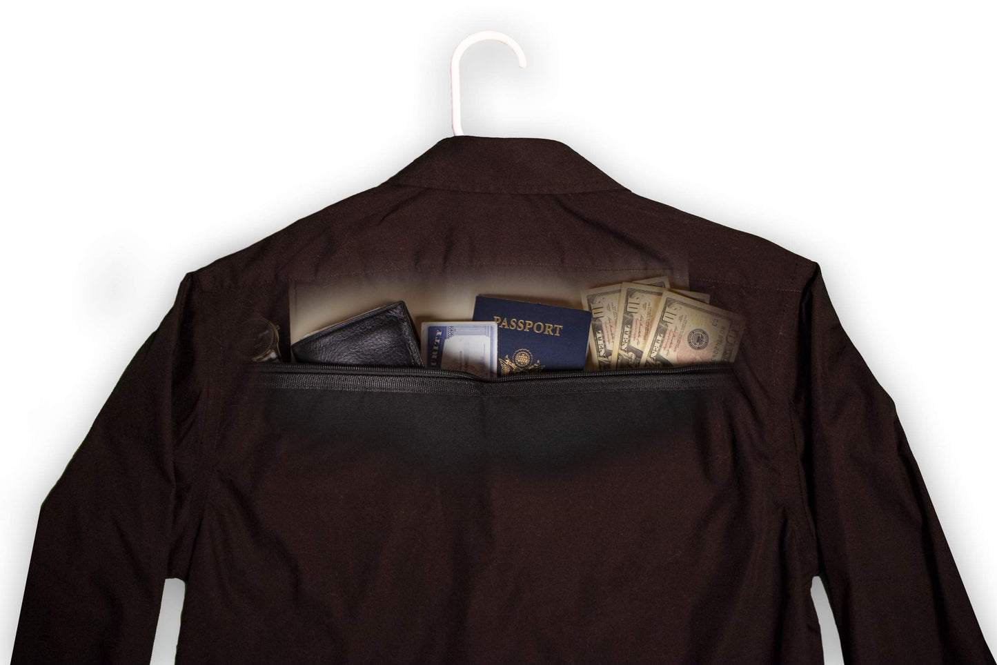 Hanger Diversion Safe by Stash-it, Hidden Pocket Safe, Fits Under Hanging Clothes with Pocket to Hide Valuables for Home or Travel