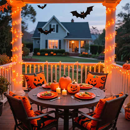 JMEXSUSS 66ft 200 LED Halloween Lights Outdoor Indoor, Connectable Orange String Lights Clear Wire, Fall Light Plug in for Fireplace Tree Garden Patio Thanksgiving Fall Halloween Decor