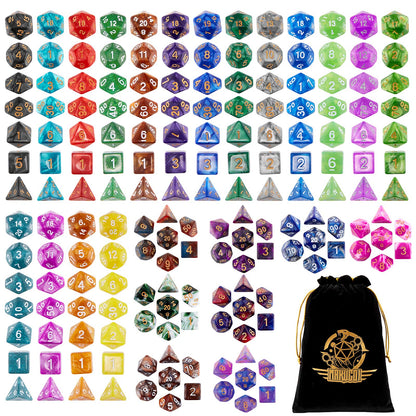 DND Dice Set, 25 X 7 Polyhedral Dice (175 Pieces) for Dungeons and Dragons DND RPG MTG Table Game D4 D6 D8 D10 D12 D20 25 Colors Dice with 1 Large Flannel Bag