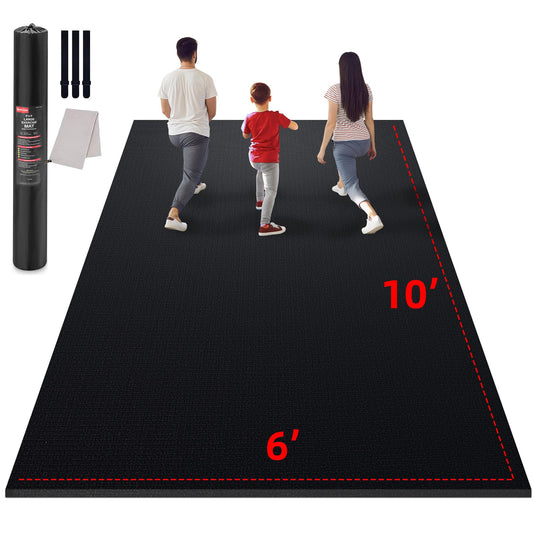 GymCope Large Exercise Mat for Home Workout,12‘x6’/10'x6'/9'x6'/8'x6'/7'x5'/6'x4' (7mm) Extra Thick Workout Mat, High-Density Gym Mat for Cardio, Jump Rope, MMA, Weights (Shoe-Friendly)