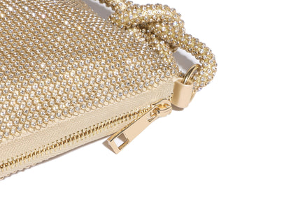 YUWITA Rhinestone Purse for Women Evening Bag Glitter Sparkly Mini Handbags (Gold)