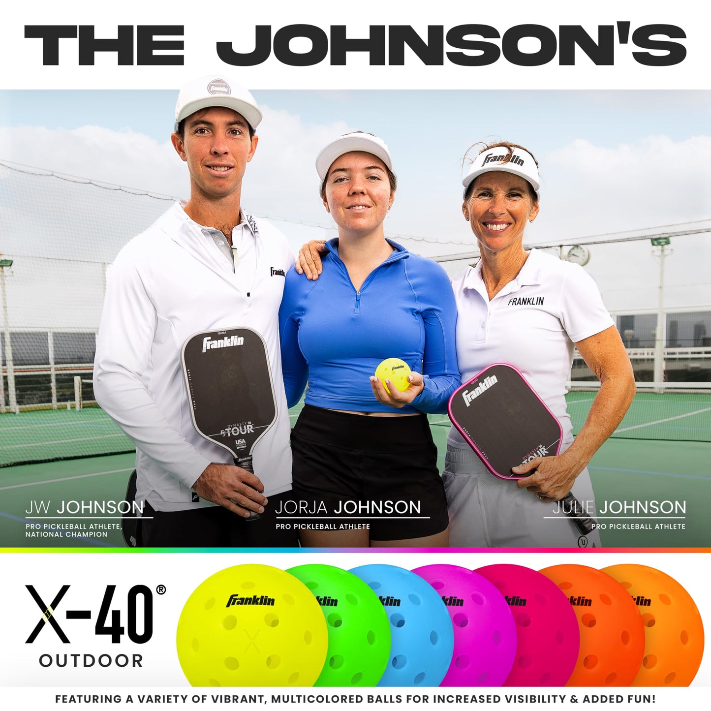 Franklin Sports Outdoor- X-40 Pickleball Balls - USA Pickleball (USAPA) Approved - 3 Pack Outside Pickleballs - Optic Yellow - US Open Ball