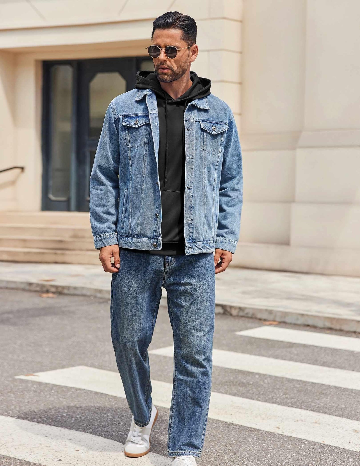 COOFANDY Men's Knit Hoodie Pullover Hipster Hip Hop Long Sleeve Drawstring Hooded Sweatshirts Long Sleeve Black