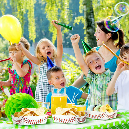 Cunhill 60 Pack Baseball Party Supplies Set Baseball Birthday Decorations Disposable Paper Food Serving Tray Boats Tray for Concession Food, Condiment, Carnivals