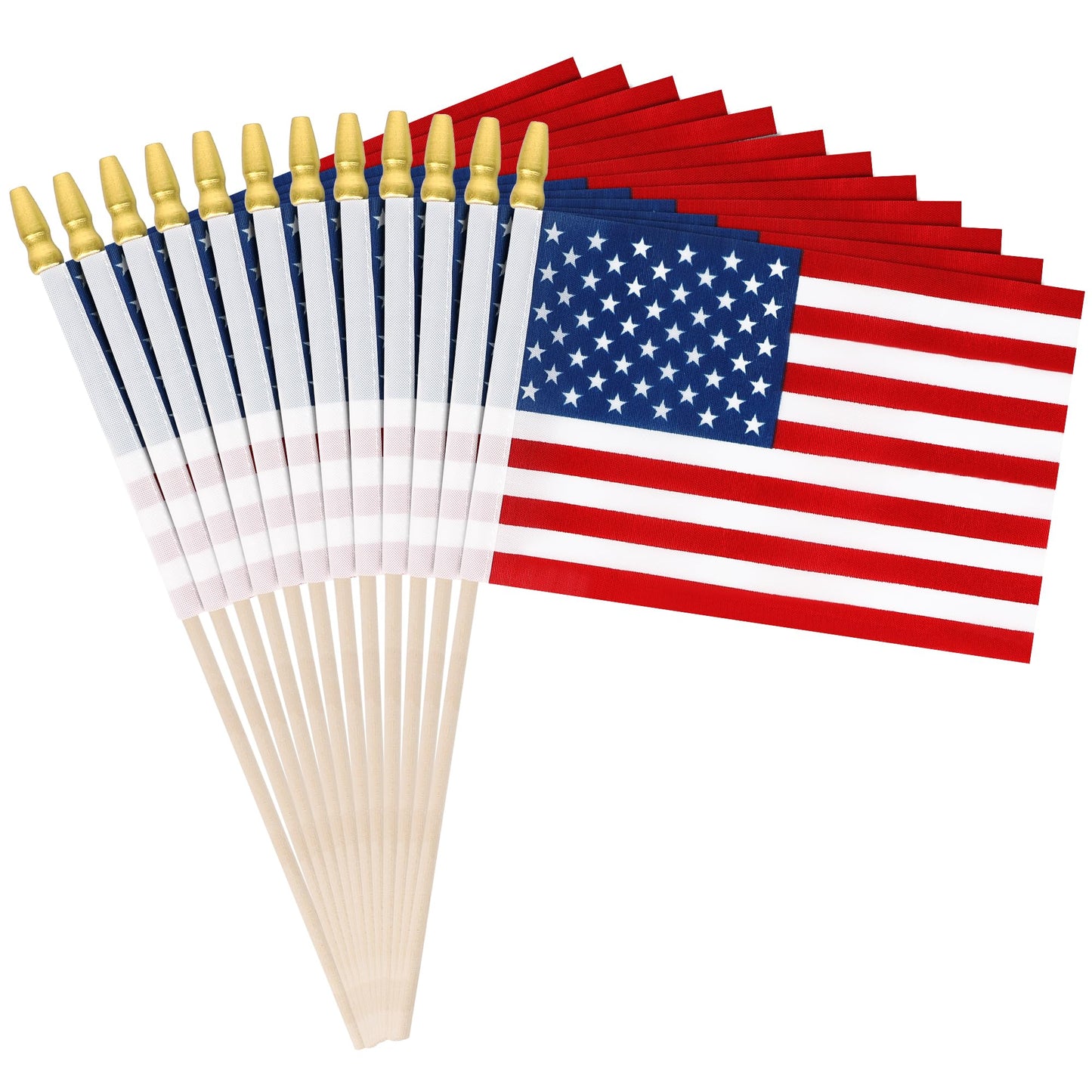12 Pcs Small American Flags on Stick, 6x4 In 4th of July Decorations, Mini Patriotic USA Flag, Fourth of July Decorations, Hand Held July 4th Flag for Independence Day Supplies Favor Accessories