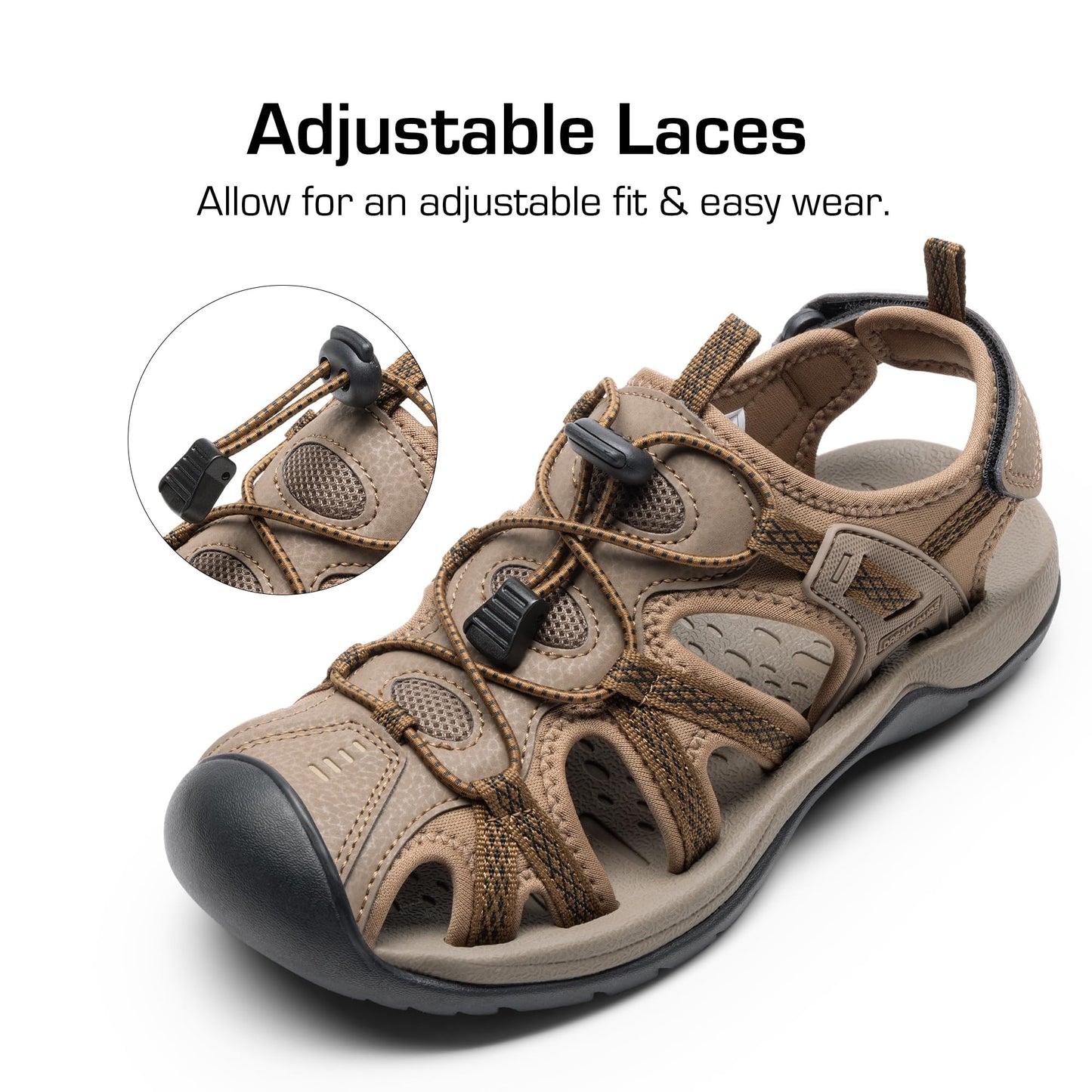 DREAM PAIRS Women's Hiking Sandals Adventurous Summer Sports Shoes Outdoor,Size 8,Khaki,DWUMST2502