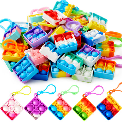 JOYIN Square Pop Fidget Keychain 30 Pack Pop Fidget Toys Bulk Party Favors for Kids 4-8,8-12 Years, Halloween Goodie Bags Stuffers Back to School Gifts for Students Classroom Prizes Sensory Toys