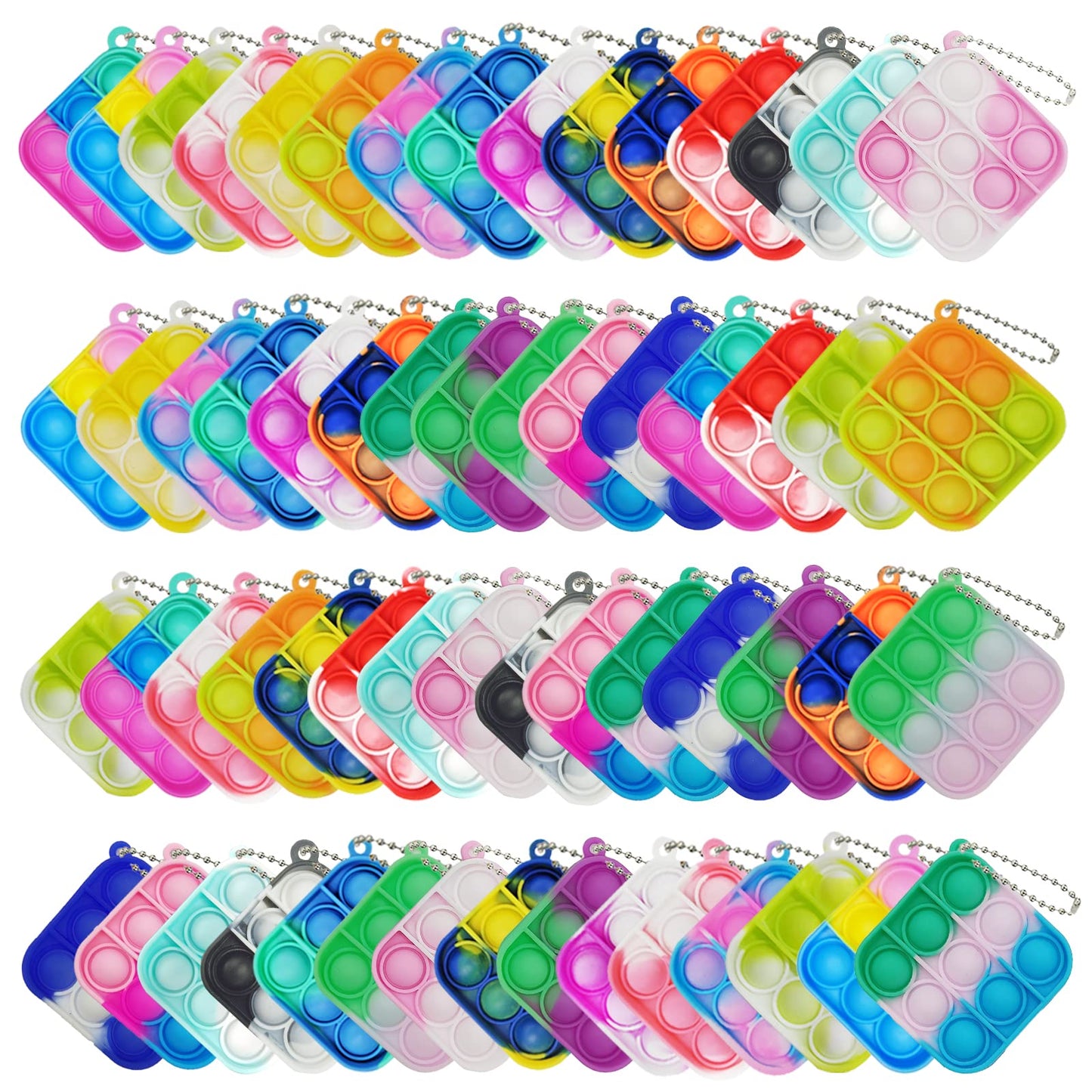 60 Pcs Mini Pop Bubble Fidget Toys for Party Favors, Small Silicone Pop Keychain Bulk for Classroom Prizes,Goodie Bag Stuffers Christmas Valentine Gifts for Kid Student