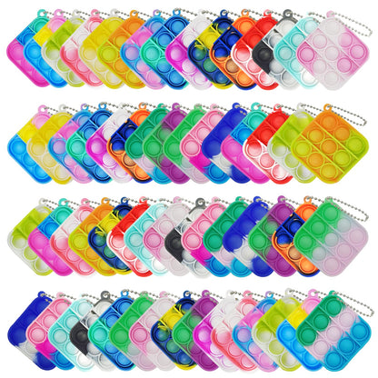 60 Pcs Mini Pop Bubble Fidget Toys for Party Favors, Small Silicone Pop Keychain Bulk for Classroom Prizes,Goodie Bag Stuffers Christmas Valentine Gifts for Kid Student
