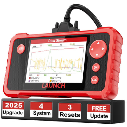 LAUNCH CRP123 V2.0 Elite OBD2 Scanner-2025 New Model Engine/ABS/SRS/Transmission Diagnostic Scan Tool SRS Airbag Code Reader,3 Reset Oil Service/Throttle Relearn/SAS Reset,Free Update