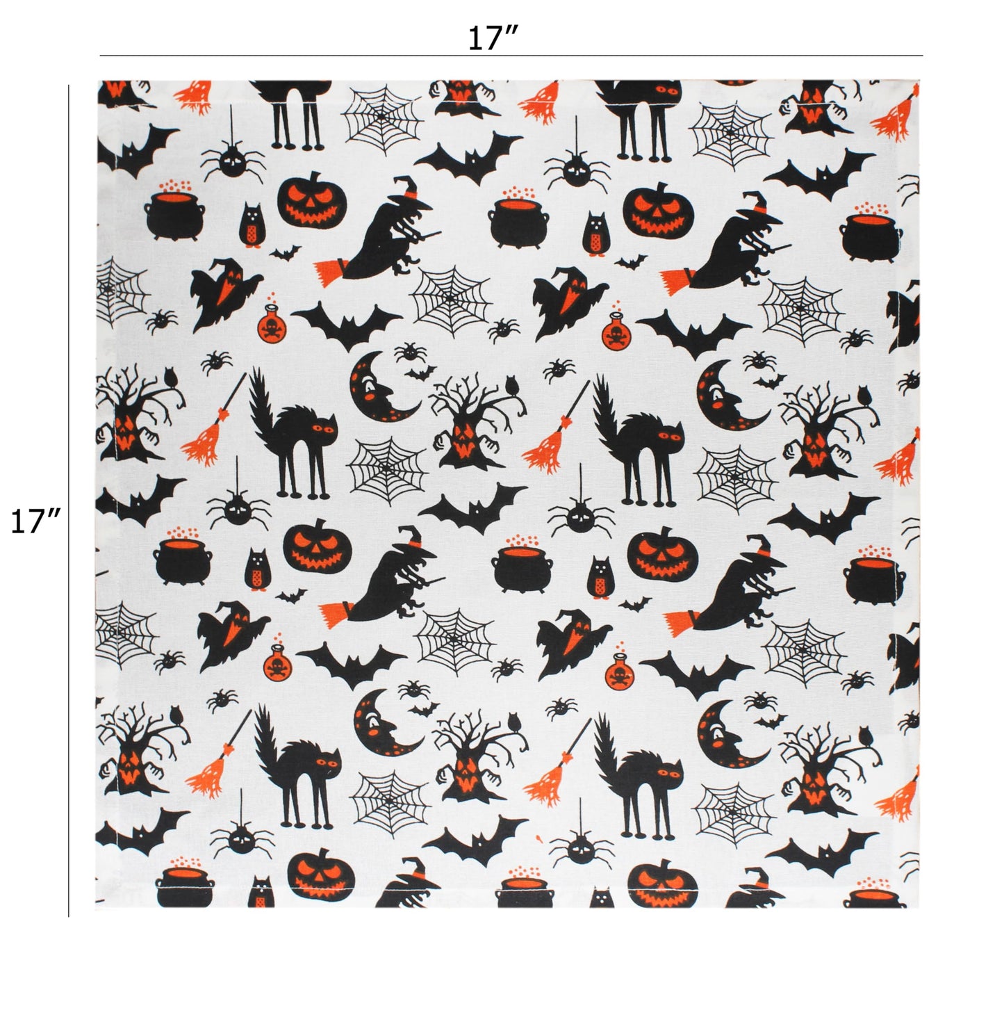 COTTON CRAFT Halloween Cloth Napkins - Spooky Hocus Pocus Dinner Napkins - Set of 12 Pure Cotton Reusable Washable Napkin - Halloween Decorations - Halloween Party Décor - 17 x 17 - Black White Orange