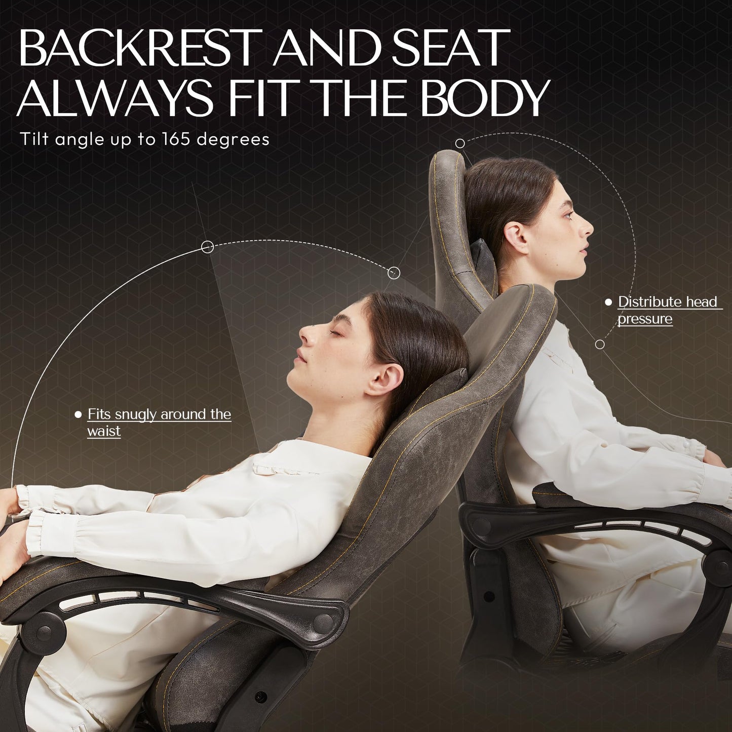 Dowinx Gaming Chair Big and Tall, Ergonomic Computer Chair with Footrest and Massage Lumbar Support, High Back Comfortable Gamer Chair for Adults 350Lbs PU Leather for Office Game, Brown