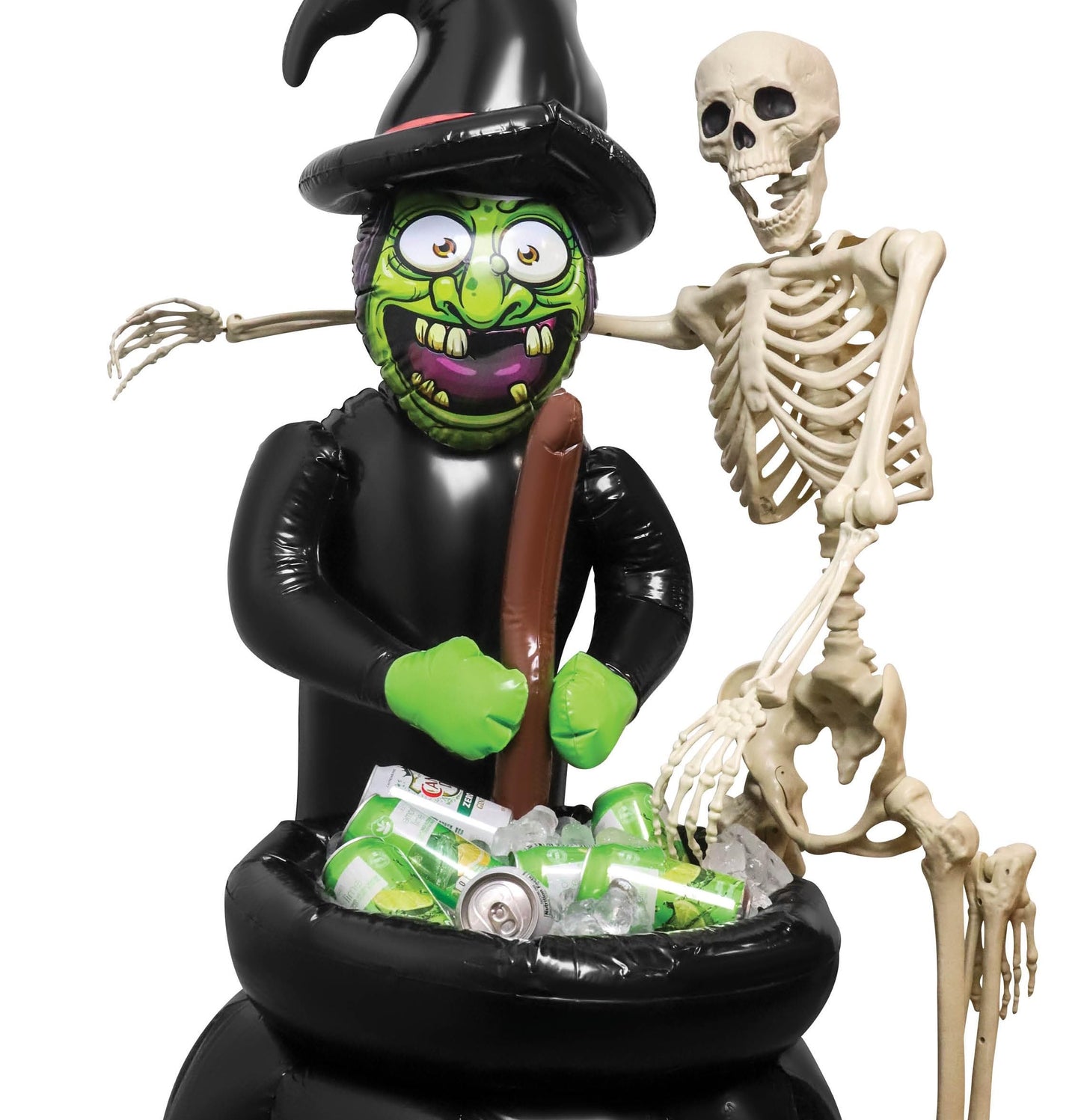 48" Inch Summerween Inflatable Witches Cauldron Outdoor Halloween Candy Holder Bowl - Up to 72 Drink Beverage Cooler and Ice Chest Halloween Party - Inflables De Enfriador Candy Caldron