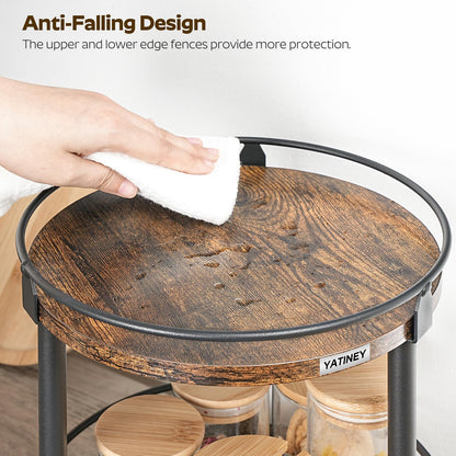 3-Tier Lazy Susan Organizer, Rotating Spice Rack, Spinning Organizer, Industrial Turntable Spice Rack Organizer for Cabinet, Kitchen Countertop, Pantry, Rustic Brown and Black SR23BR