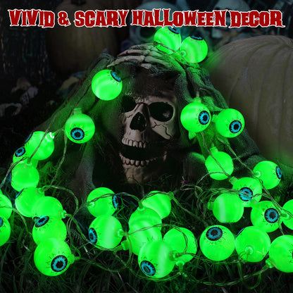 Halloween Decorations 30LED 17Ft Eyeball Halloween String Lights With Timer Remote Battery Operated 8 Modes Halloween Lights Halloween Indoor Outdoor Decorations For Home Garden Yard Halloween Décor