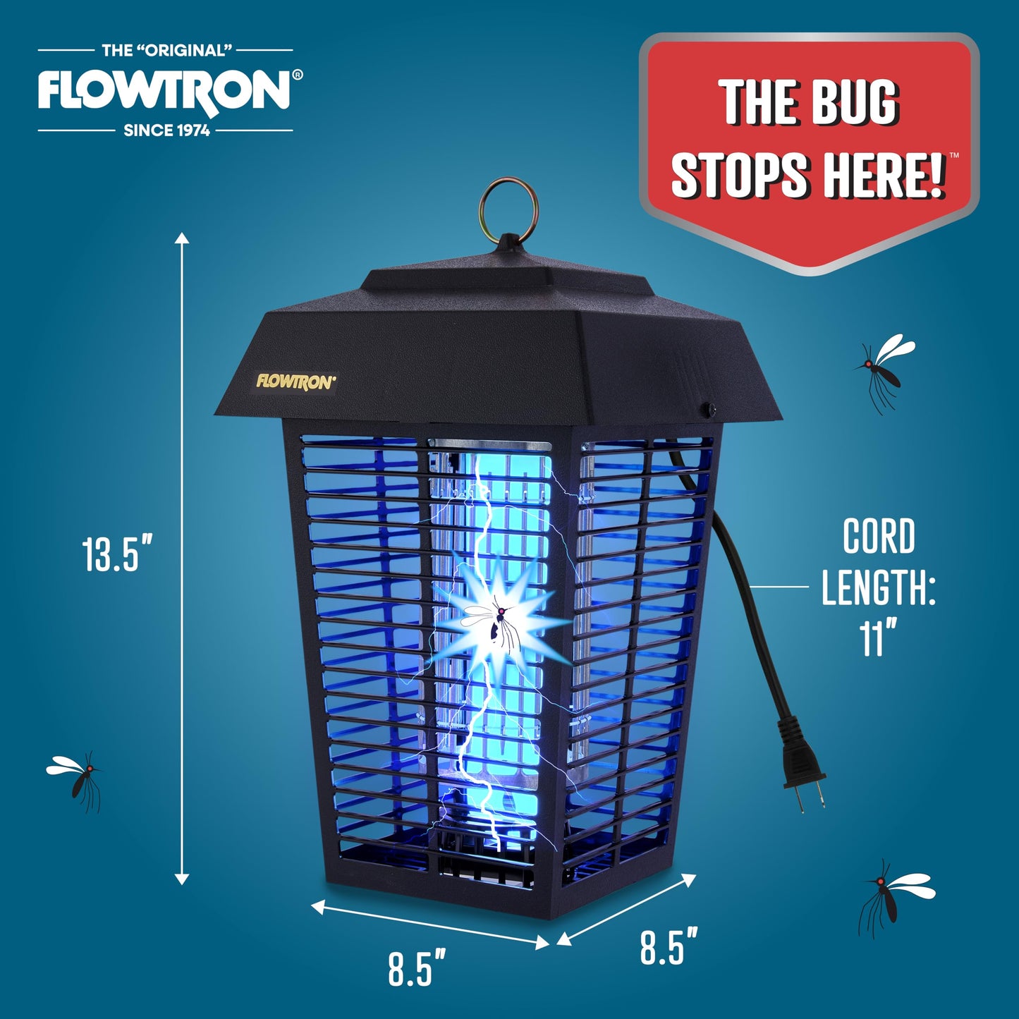 Flowtron Bug Zapper, 1 Acre of Outdoor Coverage with Powerful 40W Bulb & 5600V Instant Killing Grid, Electric Insect, Fly & Mosquito Zapper, Made in The USA