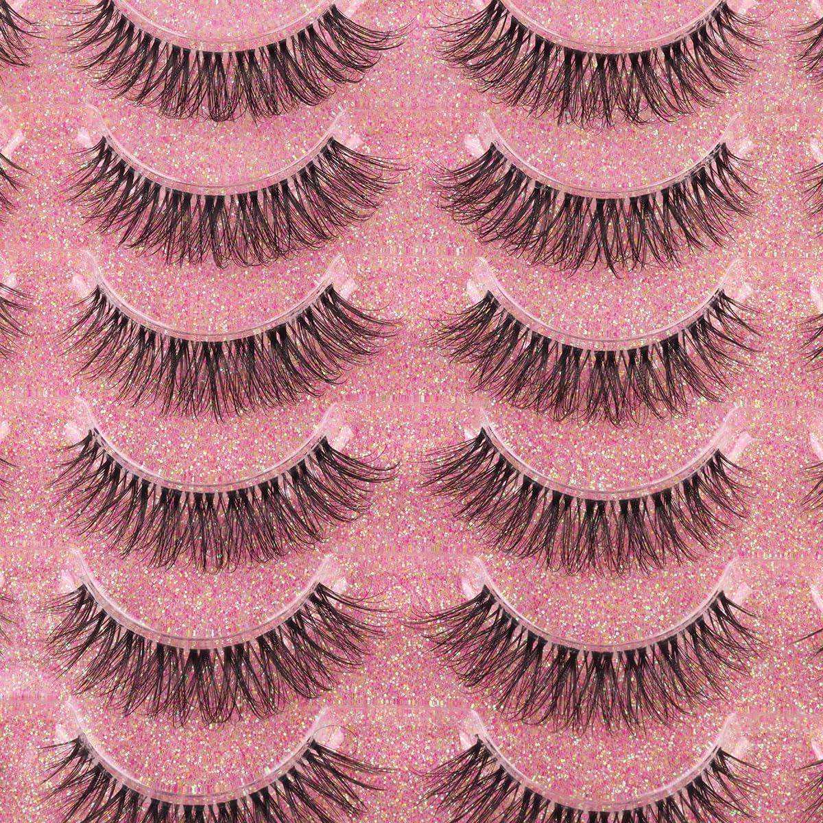 14mm Lashes Natural Look Wispy Eyelashes Faux Mink Lashes Clear Band Short Natural False Lashes Cat Eye Daily Soft Strip Lashes Pack by Kiromiro