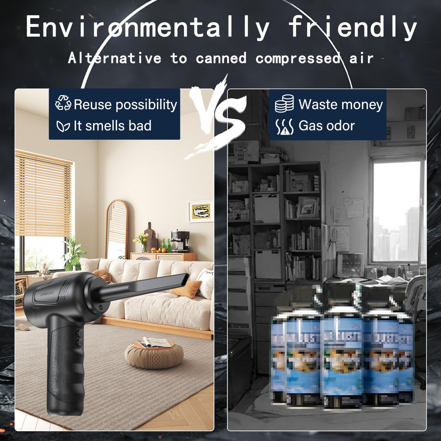 Compressed Air Duster-Cordless Air Blower-Electric Air Duster for Cleaning Keyboard PC-Air Cleaning Kit-3 Speed Duster Cleaner with LED-Light-no Canned air dusters-car Dusters