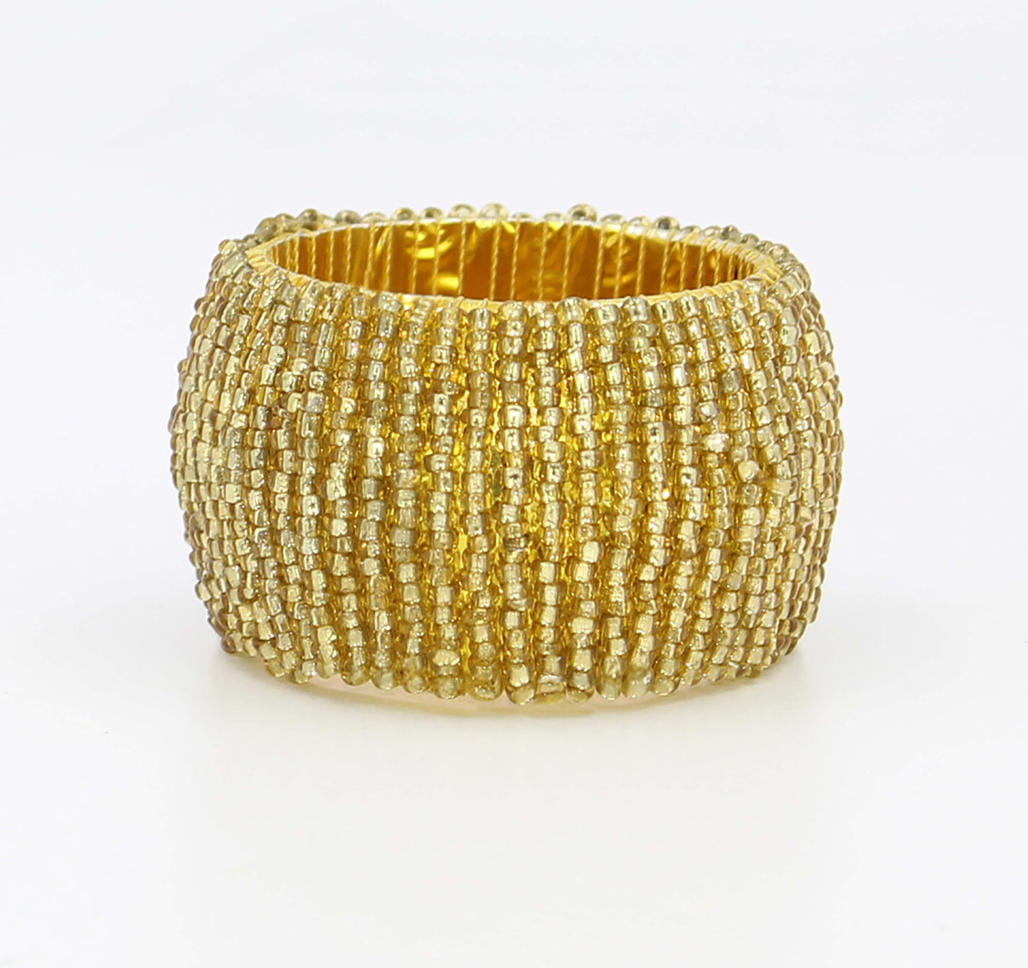 COTTON CRAFT Glitz Handmade Beaded Dining Table Napkin Rings - Set of 12 - Halloween Harvest Autumn Fall Thanksgiving Holiday Christmas Xmas Celebration Festive Party Gift Décor - Gold