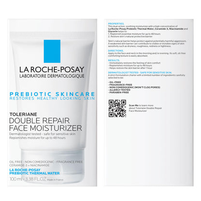 La Roche Posay Toleriane Double Repair Face Moisturizer, Daily Moisturizer Face Cream with Ceramide and Niacinamide for All Skin Types, Oil Free, Fragrance Free