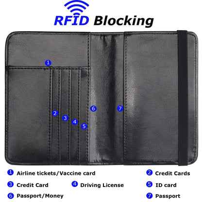 Herain Passport Holder Wallet Cover Case for Men Women Family, Metal US Badge Passport Book Holers with RFID Blocking, Travel Essentials Cruise Must Haves