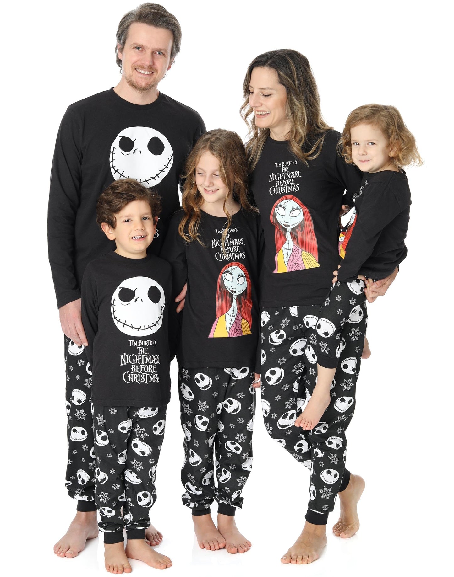 Disney The Nightmare Before Christmas Womens Pajamas | Jack Skellington Sally Halloween Matching Long Sleeve Long Leg PJ Set