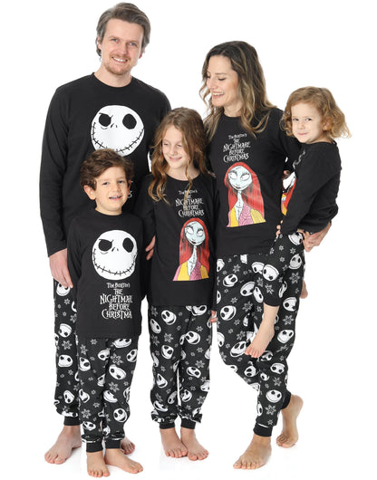 Disney The Nightmare Before Christmas Womens Pajamas | Jack Skellington Sally Halloween Matching Long Sleeve Long Leg PJ Set