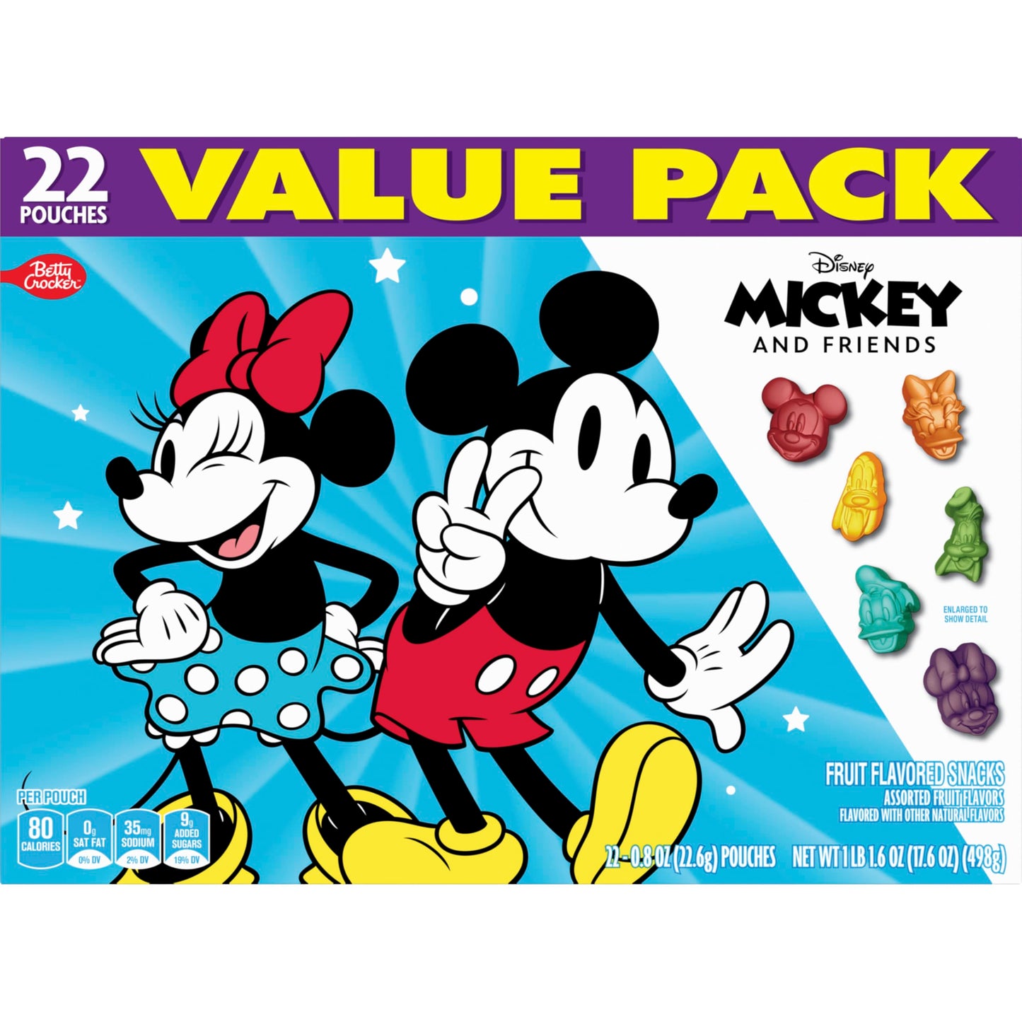Disney Mickey and Friends Fruit Flavored Snacks, Treat Pouches, Gluten Free Snack, Value Pack, 22 Ct, 17.6 oz
