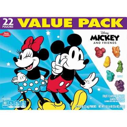 Disney Mickey and Friends Fruit Flavored Snacks, Treat Pouches, Gluten Free Snack, Value Pack, 22 Ct, 17.6 oz