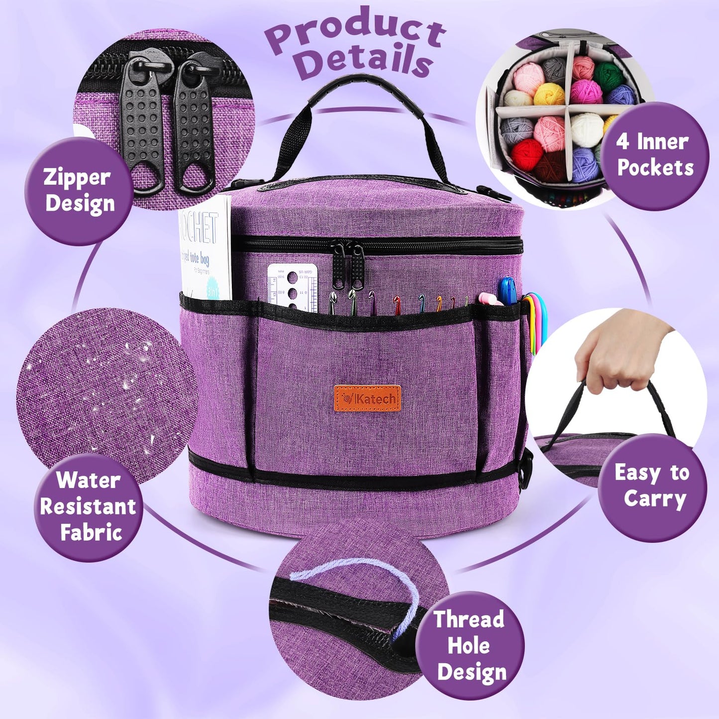 Katech Crochet Kit for Beginners, Beginner Crochet Kit for Adults and Kids Crochet Kits Includes Crochet Hooks Knitting Bag Crochet Yarn for Crocheting Instruction Knitting Kit Crochet Supplies Gift