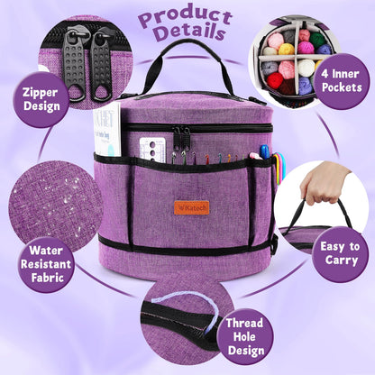 Katech Crochet Kit for Beginners, Beginner Crochet Kit for Adults and Kids Crochet Kits Includes Crochet Hooks Knitting Bag Crochet Yarn for Crocheting Instruction Knitting Kit Crochet Supplies Gift