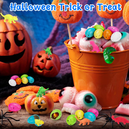 60PCS Small Hatching Dinosaur Eggs for Dinosaur Party Favors Birthday Halloween Goodie Bag Stuffers Classroom Carnival Prizes Bulk Pinata Fillers Novelty Grow in Water Dino Eggs with Toys Inside