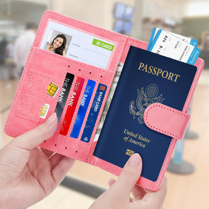 Herain Passport Holder for Travel Cruise Essentials, 2 Pcs Passport Cover Wallet Case Women Men Family, RFID Passports Book Card Holders Travel Accessorie Gifts Must Haves